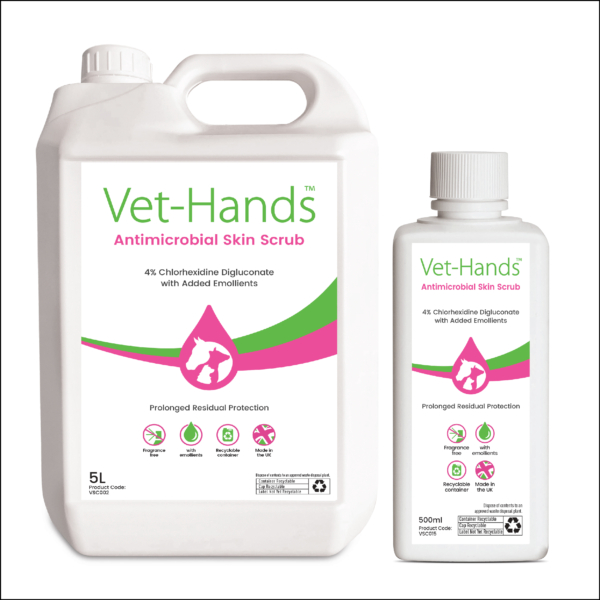 500ml 5l Vet hands Vet-Hands 4% Chlorhexidine Surgical Scrub